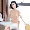 Sommer Seide Kurzarm Frauen Bluse und Tops Büro Dame Plus Größe Solide Bogen Shirts Frauen Blusas Mujer De Moda 9899 210326