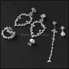 Stud Earrings Jewelry Cheny S925 Sterling Sier September Star And Moon Pearl Cross Flower Ear Bone Clip In Korea 210619 Drop Delivery 2021 S