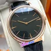 40mm Patrimony 81180 000R-9162 Miyota 8215 Automatic Mens Watch 81180 Black Dial Rose Gold Case Leather Strap Watches Timezonewatc263k