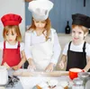 미국 주식 인쇄용 로고 어린이 요리사 앞치마 세트 주방 허리 12 색 아이 키핑 요리를위한 요리사 모자와 함께 요리 베이킹