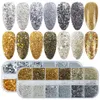 Holographic Nail Glitter Flakes Sequin 12pcs in 1 Rose Gold Silver DIY Butterfly Dipping Powder for Acrylic Nails Tools Art Beauty