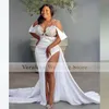 VERALOVE Off Shoulder Mermaid Prom Dress White Caftan Arabic Evening Dress 2021 with Beads Robes De Soiree Longue