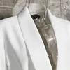 GALCAUR élégant Blazers pour femmes col cranté à manches longues taille haute Patchwork à lacets blanc manteaux femme automne vêtements 210930