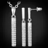 Earrings & Necklace Kpop Crystal Set For Women Pendant Cylinder-Pattern Trendy Rhinestone Gold/Silver Color PE202