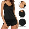 Jodimitty Satin Sexy Pajamas Kobiety Nightwear Piżamy Sleepwear Zestawy Bez Ramiączek Bez Rękawów Pizama DLA Kobiet Piżamy Wlać Femmes Q0706