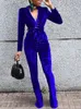 Women Slim V-Neck Long Sleeve Pant Suits Spring Autumn Sexy Flare Pants Folds Ladies Outfit Patchwork Plus Size 3XL Streetwear 220315