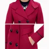 Autunno Inverno Cappotti di lana Cappotto Donna Slim Medio Lungo Plus Size Cappotto di lana Moda donna Giacche doppiopetto 210525