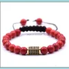 Perles, Strands Jewelrylava Beads Bracelets tissés à la main Zircon micro-incrusté pour hommes et femmes Huile essentielle Yoga Aura Cure Bracelet Drop Delivery