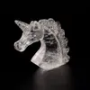 1pc Natural Clear Quartz Crystal Unicorn Inredning Specimen Hand Carved Horse Head Figurine