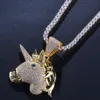 THE BLING KING Collana bella personalizzata Hip Hop Full Iced Out Cubic Zirconia nastro d'oro CZ Stone X0509