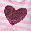 VIKITA Abito a righe per bambina Abito da principessa per bambina per bambina Abiti con design a cuore Ragazza Scuola Abbigliamento casual Abbigliamento per bambini Q0716