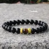 Pulseras con abalorios de hebras de madera de piedra de lava Natural de 8mm, brazalete elástico, decoración de fiesta, joyería hecha a mano para mujeres y hombres