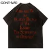 T-shirts Streetwear Hip Hop Creatieve Print Distressed Vernietigd Tshirts Mannen Harajuku Casual Punk Rock Gothic Tees Tops 210602