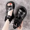 Dress Shoes 2021 Fish Mouth High Quality Soft PU Leather And Cowhide Summer Roman Women Sandals Platform Heighten Shoe Wedges