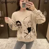 미국 만화 소녀 여자 후드 캐주얼 느슨한 플러스 크기 스웨터 패션 패션 세련된 O 목 스웨터 봄 가을 210601