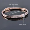 Leeker Personality Design Round Cubic Zircon Bangle for Women Rose Gold Silver Color Crystal Bracelet Statement Jewelry 154 Lk7 Q0719