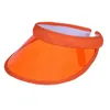 Womens Man Summer Candy Color UV Protection Open Top Sun Visor Hat Transparent PVC Plastic Wide Brim Sport Running Beach Cap