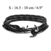 Hope 4 – bracelet Tom taille fait à la main, corde à triple fil noir, breloques d'ancre en acier inoxydable, avec boîte et étiquette Th63204500