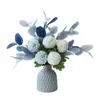 Dekoracje świąteczne różowy niebieski jedwabny liść gałęzie sztuczna roślina dekoracyjna aranżacja kwiatowa jesień domowe dekory ślubne R230922