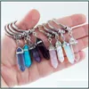Porte-clés bijoux pierre naturelle porte-clés mode hexagone prisme Style porte-clés sac à main pend cadeau livraison directe 2021 Hmcaz