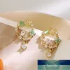 Ny koreanska heta mode smycken fräsch söt krok droppe olja blomma stud örhängen kristall örhänge för kvinnor fest smycken present fabrik pris expert design kvalitet
