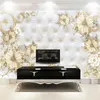 Style européen 3D bijoux fleur sac souple mural de luxe salon canapé TV fond imitation cuir motif papier peint peintures murales 210722