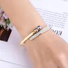 Bangle Fashion Three Colors Smooth Stainless Steel Ball Half Crystal Bracelet For Woman Love Wedding Gift Jewelry Wholesale Melv22