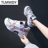 2021 Women's Lace-up Color Matching Non-slip Wear-resistant Sneakers Fashion Women's Shoes Comfortable Breathable Casual Shoes Y0907