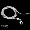 Miedziany 925 925 srebrny srebrny łańcuch łańcuchowego węża Naszyjnik szeroki 1 mm homara biżuteria 16 18 20 22 24 26 28 30 cali
