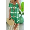 Casual Tie Dye Dress Sukienki z krótkim rękawem Damskie Dresses Summer V-Neck Loose Boho Sun Beach Sukienka Plus Size Falda de Las Seoras X0521