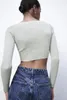 Pulls pour femmes Pull Brandy Femmes 2021 Automne Hiver Vêtements Mode Col V Manches longues Tricot Crop Top Casual Pulls