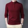 Suéteres homens moda meia zip pulôver slim fit jumpers knitwear camisola homens inverno quente casual marca camisola homem pullover 211018