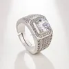 Abra Ajustável Cúbico Cúbico Diamante Cluster Anéis Banda Dedo Silver Champion Ring para Homens Fashion Jewelry Will e Sandy