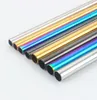 Rainbow Stainless Steel Słomki 6mm 8.5 calowe 10,5 calowe Kolorowe Bent Proste Wielokrotnego użytku Słomki Metalowa Słoma