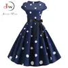 Women Summer Dress Vintage Floral Print Rockabilly Dress Robe Femme Sundress Vestidos Plus Size Polka Dot Party Dress 210608