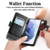 Samsung iPhone Card Card Wallet Flip Holster Fall Protection Cover Leather Anti-Slip Surface Flip Bucklet Foldable Bracket 6色の電話ケース