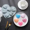 6 Stampi per dolci in silicone a forma di cuore Stampi per budino al cioccolato fai-da-te Vassoio per cubetti di ghiaccio Strumento per la cottura Decorazione di dolci fondenti