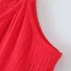 Tangada Kadınlar Kırmızı Elbise Kayışı Kolsuz Moda Lady Uzun Elbiseler Vestido 8H103 210609
