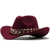 Cowboy Fedora chapéus mulheres homens feltro ocidental chapéu mulher fedoras masculino macho vintage montando bonés feminino jazz top hat largamente tampa de borda primavera outono atacado 2022