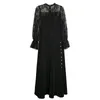 Vestido Vintage negro para mujer, vestido de fiesta Retro de noche de encaje, vestido gótico de manga larga con botones sexy para mujer, otoño de Corea 210521