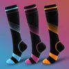 Sports Socks Seis pares de compressão elástica de tubo longo com cor listrada