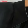Tangada Bahar Moda Kadınlar Siyah Saten Gömlek Elbise Uzun Kollu Ofis Bayanlar Geri Fermuar Mini Elbise 2xN42 210609
