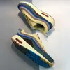 Top 1 97S Mens 운동화 Sean Wotherspoon Sneaker 97og Vivid Sulfur Multi Yellow Blue VF SW Hybrid Runner Chaussures 남성 디자이너 스포츠 운동화 트레이너