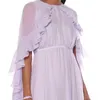[泥炭]夏のファッションラウンドネックハイウエストフリルノースリーブソリッドカラーの気質ドレス女性13d117 210527