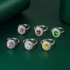 Cluster ringen ovale vormring 925 zilveren sieraden accessoires met zirkoon edelstenen open vinger voor vrouwen bruiloft belofte partij groothandel