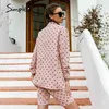 Moda Lekkie Damskie Damskie Kostium Trzyczęściowy Długim Rękawem Polka Dot Blazer Kombinezon Casual Wiosna Lato Kobieta Garnitur 210707