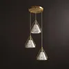 Lampes suspendues Nordic Moderne Minimaliste Restaurant Lumières Créatives À Trois Têtes Loft Chambre Étude Diamant En Fer Forgé