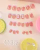 24 Pcs French Fake Nails Short Square Acrylic Press on Nail Artificial False Fingernails Art Tips Set Ballerina Glue on Resin Charms Stick