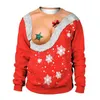 Unisex 3D Engraçado Engraçado Feio Natal Camisola Casal de Manga Longa Festa de Festa de Camisola Homens Mulheres Rena Xmas Jumpers Tops Y1118