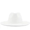 Extérieur blanc intérieur jaune feutre de laine Jazz Fedora chapeaux avec boucle de ceinture mince hommes femmes large bord Panama Trilby Cap